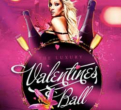 情人节聚会传单模板：The Luxury Valentines Ball Flyer Template